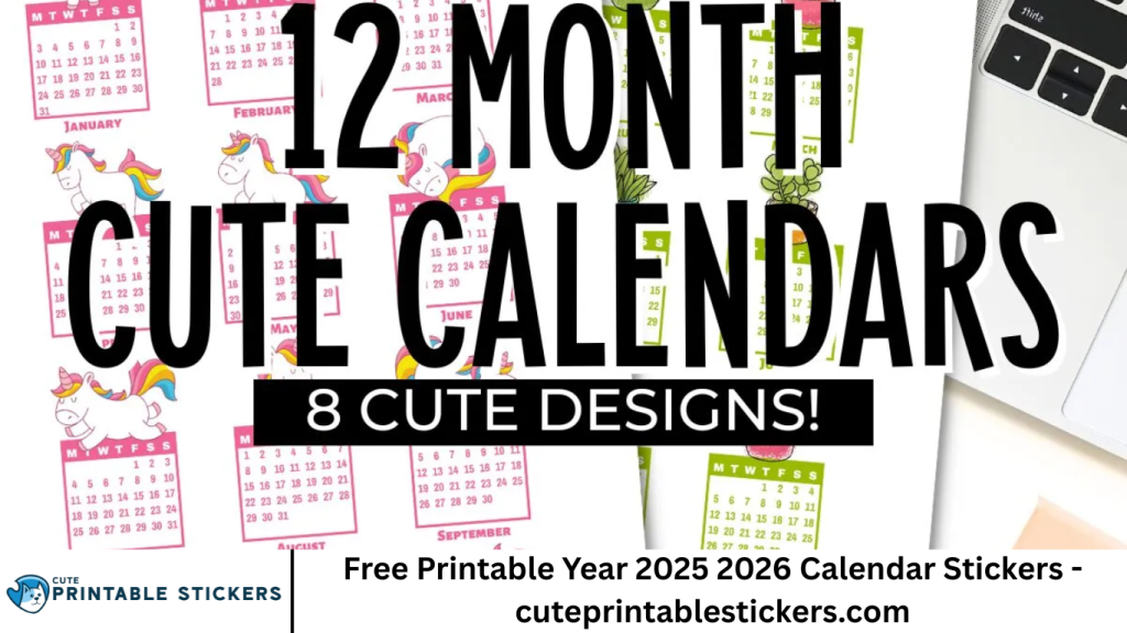 Free Printable Year 2025 2026 Calendar Stickers - cuteprintablestickers.com